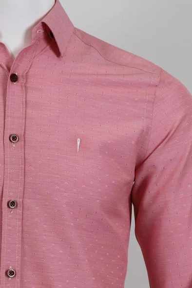Uzun Kol Slim Fit Desenli Gömlek - Resim 4