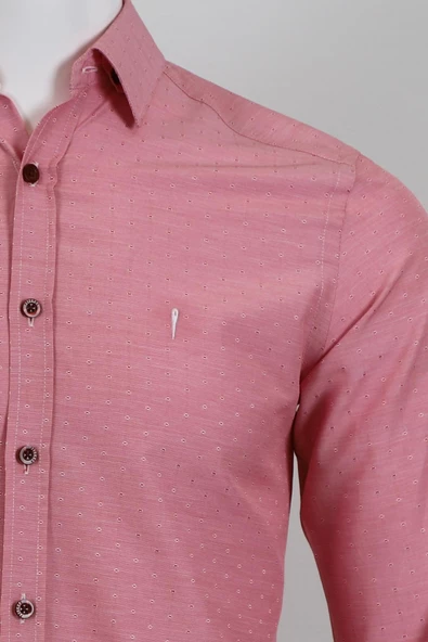 Uzun Kol Slim Fit Desenli Gömlek - Resim 7