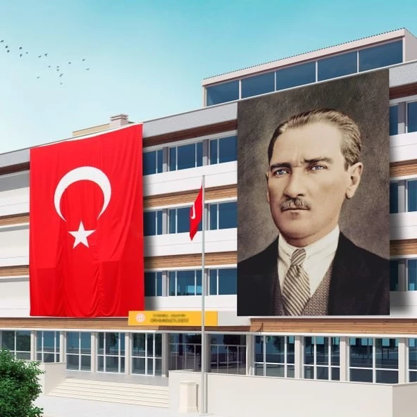 300x450 Atatürk Posteri ve Türk Bayrağı Raşel Kumaş-3 ürün görseli 1