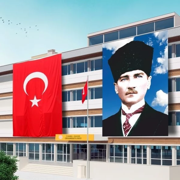 300x450 Atatürk Posteri ve Türk Bayrağı Raşel Kumaş-4 ürün görseli 1