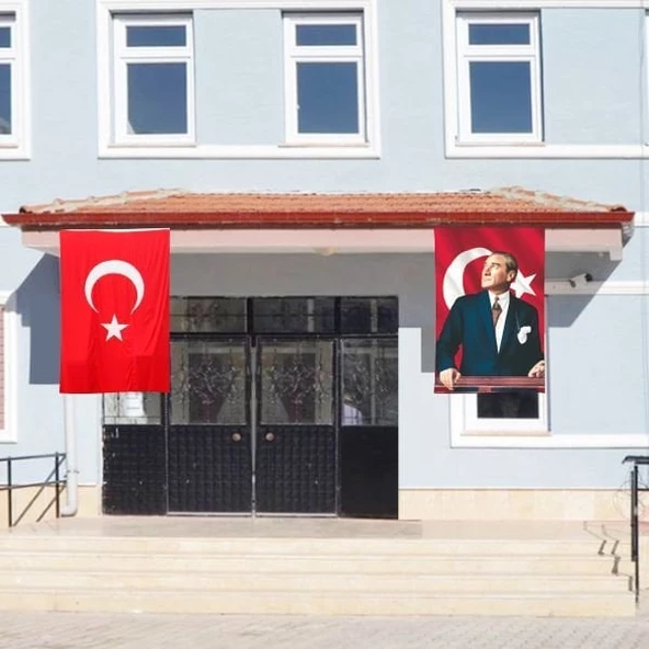 Atatürk Posteri ve Türk Bayrağı Raşel Kumaş 100x150 cm -1 ürün görseli 1