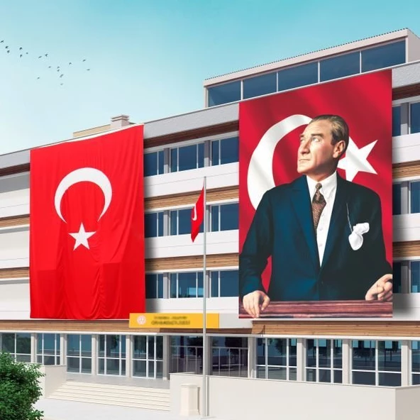 400x600 Atatürk Posteri ve Türk Bayrağı Raşel Kumaş-1 ürün görseli 1