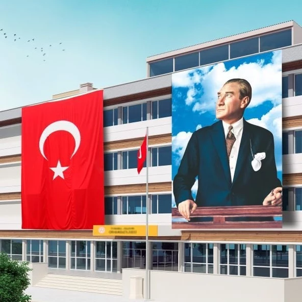 300x450 Atatürk Posteri ve Türk Bayrağı Raşel Kumaş-2 ürün görseli 1