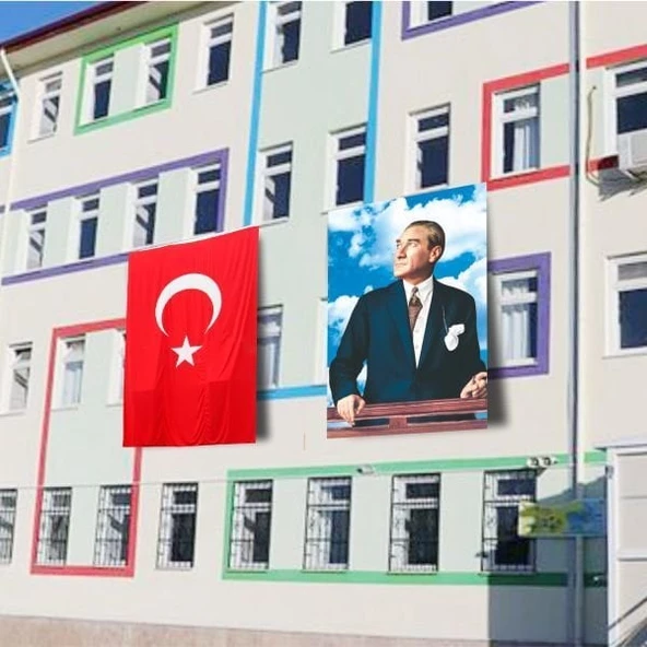 Atatürk Posteri ve Türk Bayrağı Raşel Kumaş 150x225 cm -2 ürün görseli 1