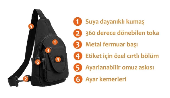 Protector Plus Üçgen Tek Omuz Çantası (Siyah) - Resim 6