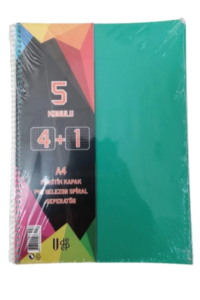 4+1 defter Plastik Kapak Spralli A4 4 kare 1 çizgili 125 Yaprak ürün görseli 1