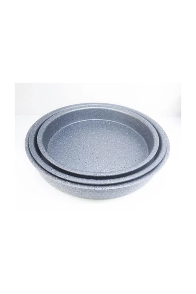 OMS 3 Parça Granit Tepsi Seti Gri 3086 - Resim 2