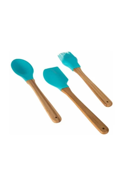 Ün-Ev 3'lü Bambu Saplı Silikon Kaşık -Spatula-Fırça Mutfak Seti ürün görseli 1