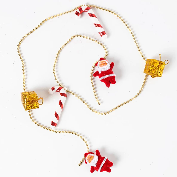 Yılbaşı Noel Baba Zincir Garland Süs 100 cm ürün görseli 1