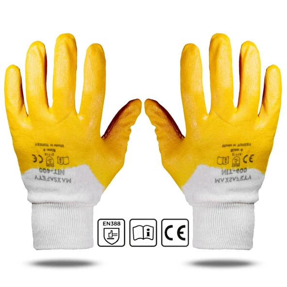Maxsafety NIT-400 Nitril Kaplama Sanayi İş Usta Eldiveni 10/XL (1 ÇİFT) ürün görseli 1