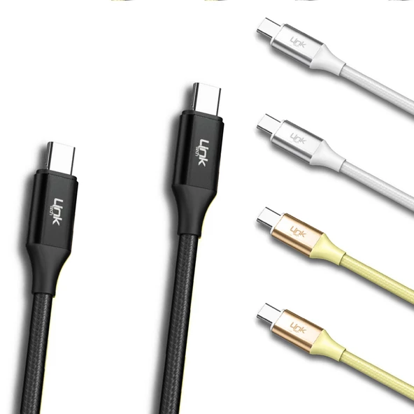 Linktech K598 Type-C to Type-C Örgü Metal Başlı Şarj ve Data Kablosu 60W 3A 1mt ürün görseli 1