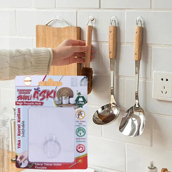 Kendinden Yapışkanlı Kapı Askılığı Duvar Banyo Mutfak Askısı GRİ ürün görseli 1