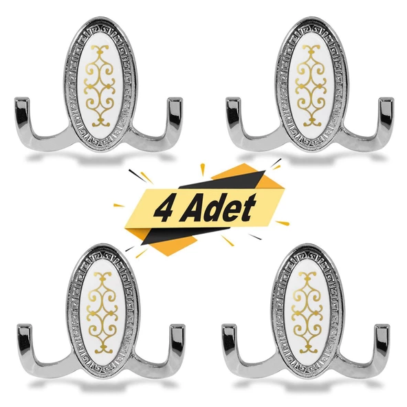 Seçil Vestiyer Duvar Askısı Dolap Elbise Askılığı Krom Metal Askı (4 ADET) ürün görseli 1