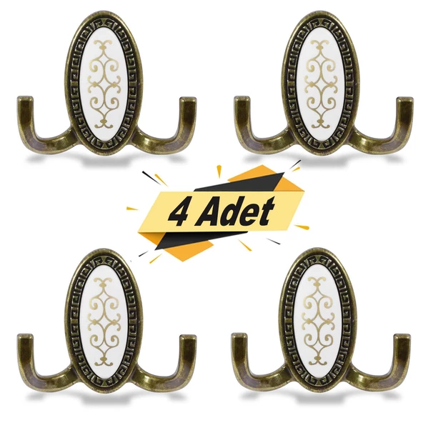 Seçil Vestiyer Duvar Askısı Metal Dolap Elbise Askılığı Antik Sarı (4 ADET) ürün görseli 1