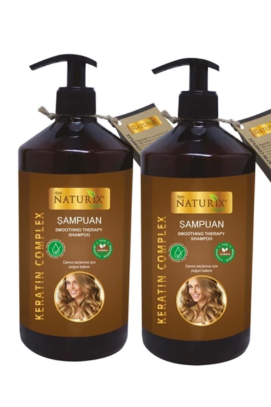 Naturix 2'li Tuzsuz Keratin Şampuan (600 ml)  Paraben, Fosfat ve Tuz İçermez ürün görseli 1