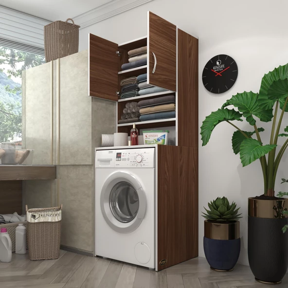 Kenzlife çamaşır makinesi dolabı hayzum cvz 180*066*55 banyo kiler çift kapaklı arkalıklı ürün görseli 1
