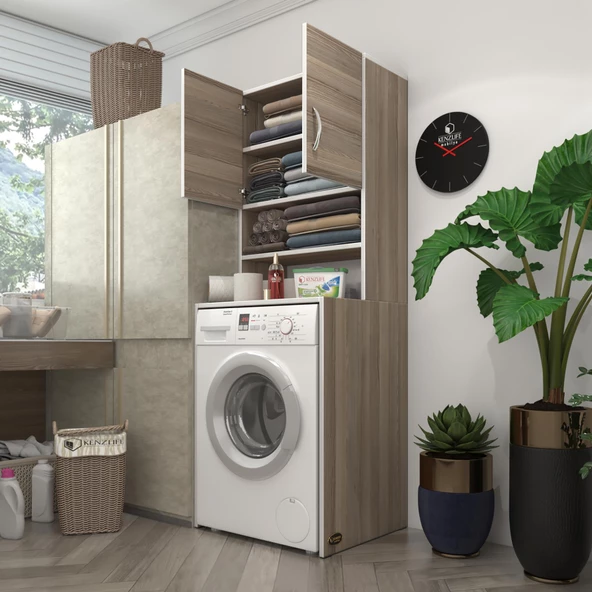 Kenzlife çamaşır makinesi dolabı hayzum crd 180*066*55 banyo kiler çift kapaklı arkalıklı ürün görseli 1
