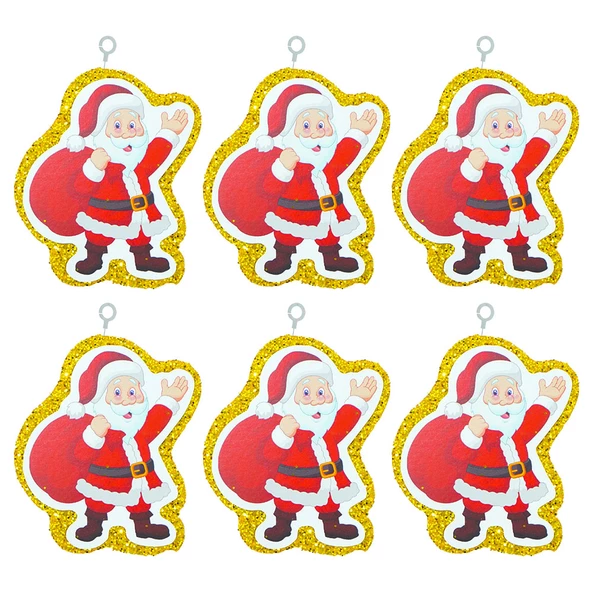 Yılbaşı Simli Noel Baba Strafor Süs Altın 6'lı ürün görseli 1