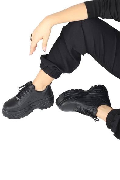 Siyah Kalın Tabanlı Sneaker Günlük Spor Ayakkabı - Porto ürün görseli 1