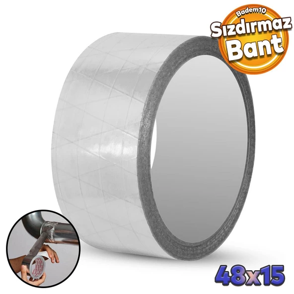 Alüminyum Folyo Bant 48 mm x 15 Mt Sızdırmaz Takviyeli Yanmaz Soba Borusu Bandı ürün görseli 1