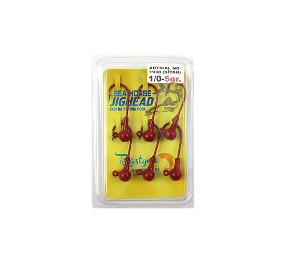 Sea Horse Jighead 1/0 5 Gr 1938 Bln Kırmızı 6 Pcs ürün görseli 1
