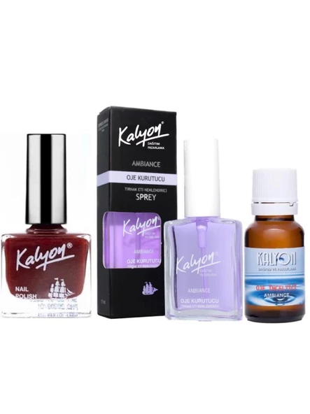 Kalyon Oje 308 + Oje Kurutucu Sprey 17 Ml + Oje Çözücü ürün görseli 1