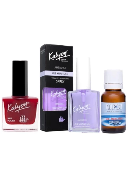 Kalyon Oje 208 + Oje Kurutucu Sprey 17 Ml + Oje Çözücü ürün görseli 1