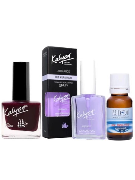 Kalyon Oje 210 + Oje Kurutucu Sprey 17 Ml + Oje Çözücü ürün görseli 1