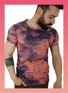 Erkek Palmiye Desen T-Shirt ürün görseli 1