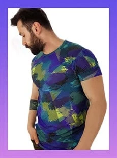 Erkek Prizma Desen T-Shirt - Resim 2