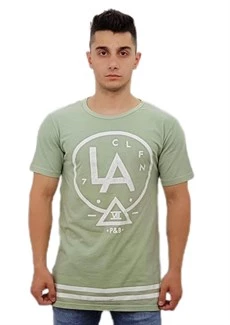 Boyu Uzun Açık Yeşil Önü Baskılı T-Shirt ürün görseli 1