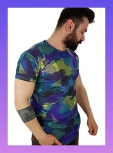 Erkek Prizma Desen T-Shirt - Resim 4
