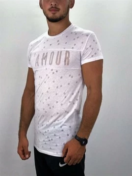 Amour Yazılı T-Shirt Beyaz ürün görseli 1