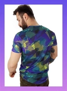 Erkek Prizma Desen T-Shirt - Resim 3