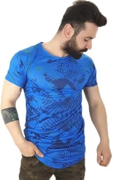 Erkek Mavi Peti Desen T-Shirt ürün görseli 1