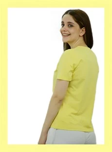 Çiçek Baskılı Sarı T-Shirt - Resim 4