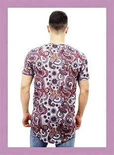 Mor Çiçek Desenli T-Shirt - Resim 3