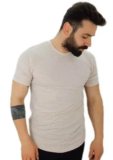Erkek Düz Krem Renk T-Shirt ürün görseli 1