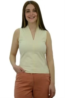 Derin V Yaka Krem Bayan Atlet - Resim 2