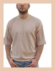 Oversize Waffle Erkek T-shirt 1079 - Resim 2