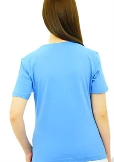 Kurdele Taşlı Mavi T-Shirt - Resim 4