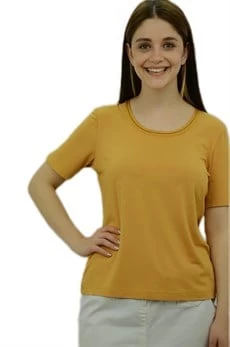 Saten Biyeli Hardal T-Shirt ürün görseli 1