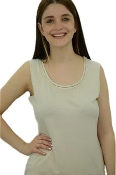 Yaka Detaylı Bej Bayan Atlet - Resim 3
