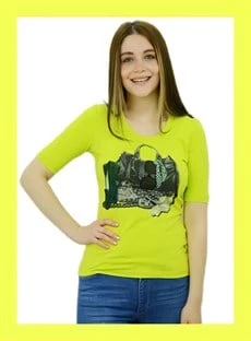 Çanta Baskılı Neon Yeşili T-Shirt ürün görseli 1