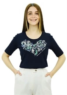Aksesuar Baskılı Lacivert T-Shirt ürün görseli 1