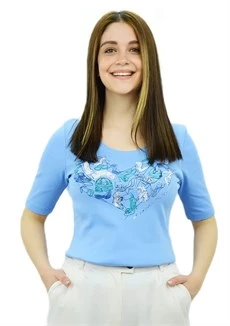 Aksesuar Baskılı Mavi T-Shirt ürün görseli 1