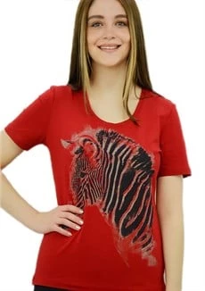Zebra Baskılı Kırmızı T-Shirt ürün görseli 1