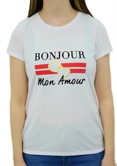 Bonjour Baskılı T-Shirt ürün görseli 1