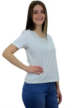 Yakası Taşlı T-Shirt - Resim 3