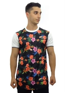 Çiçek Desenli Kolları Beyaz T-shirt 10149 ürün görseli 1